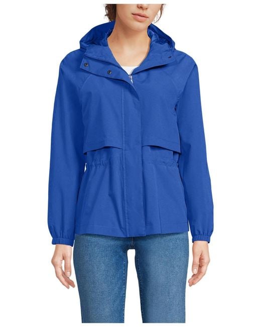 Lands' End Blue Squall Packable Rain Jacket