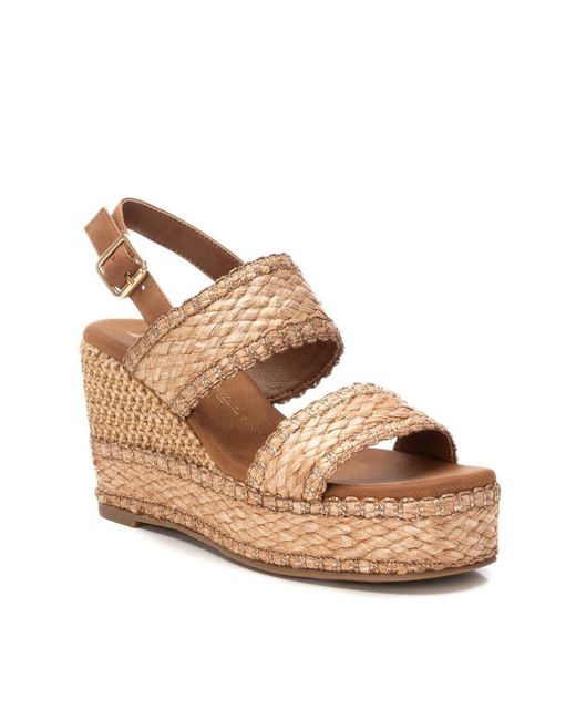 Xti Brown Wedge Sandals By