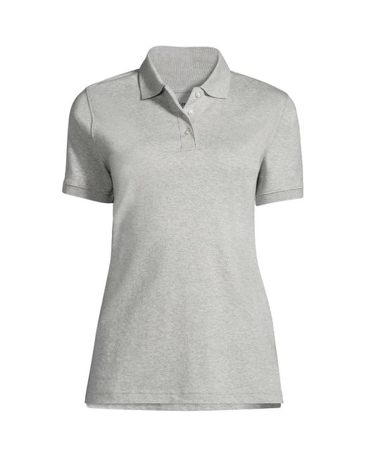 Lands' End Gray School Uniform Short Sleeve Interlock Polo Shirt
