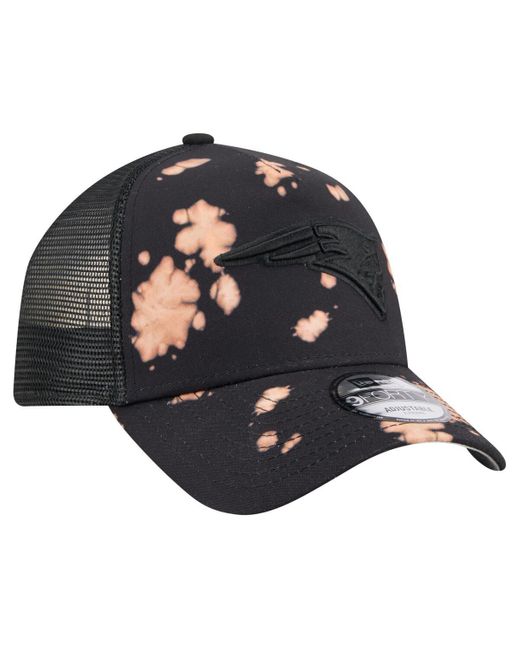 KTZ Black Â New England Patriots Bleached 9forty A-frame Adjustable Hat for men