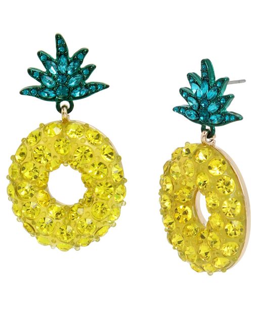 Betsey Johnson Yellow Faux Stone Pineapple Drop Earrings