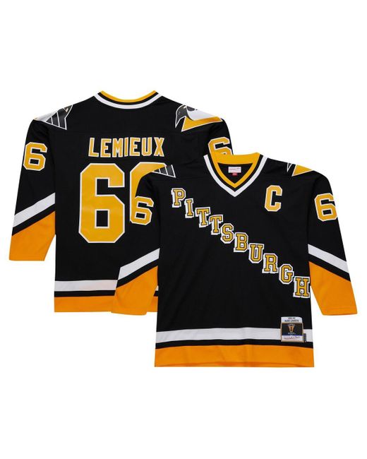 Mitchell & Ness Black Mitchell Ness Mario Lemieux Pittsburgh Penguins 1992/93 Blue Line Player Jersey for men