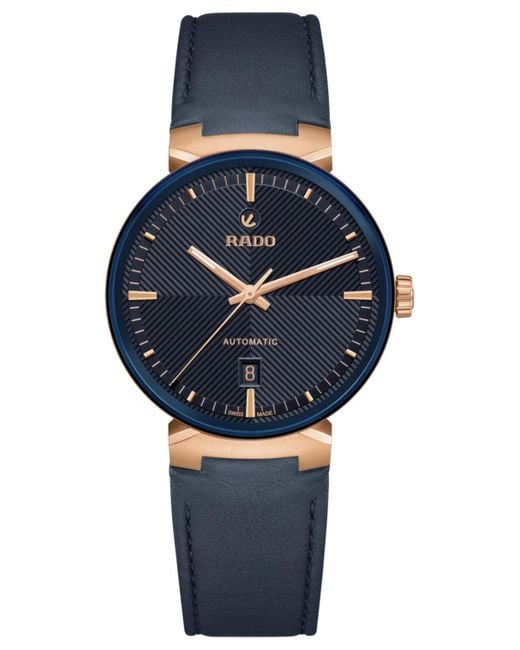 Rado Blue Swiss Automatic Florence Leather Strap Watch 39mm