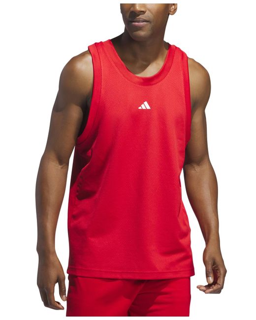 Adidas Red Legends Sleeveless 3-stripes Logo Basketball Tank for men