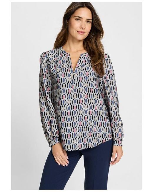 Olsen Gray Retro Print Tunic Blouse