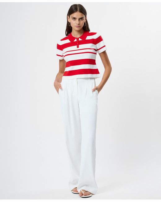 French Connection White Short-sleeve Collared Top
