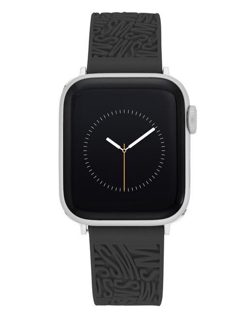 Steve Madden Black Swirl Logo Silicone Strap Compatible With 42, 44, 45, 49mm Apple Watch