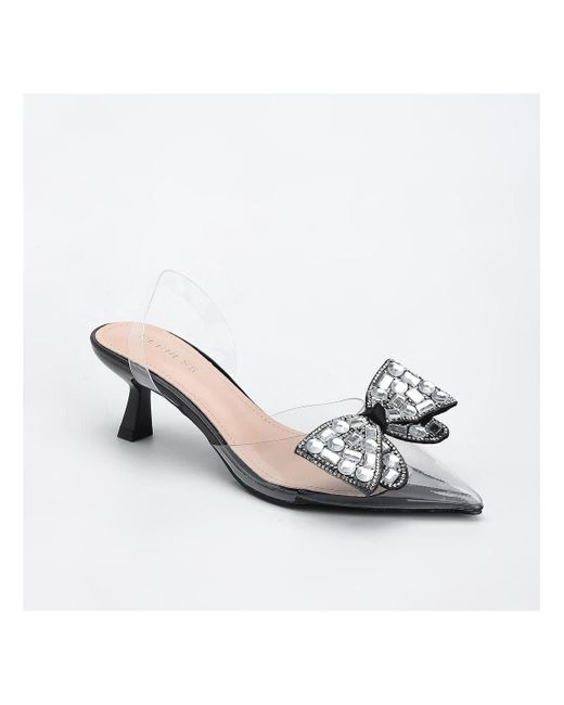 BERNESS White Maxi88 Clear Upper Kitten Heels