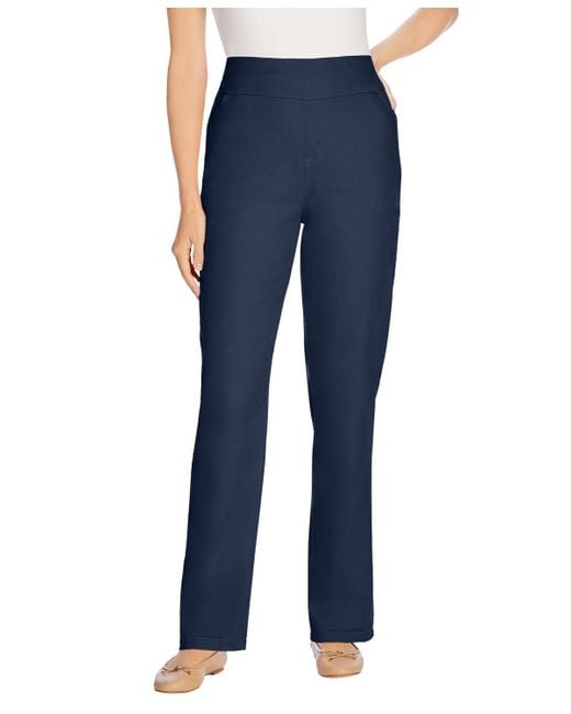 Woman Within Blue Within Flex-fit Pull-on Straight-leg Denim Jean