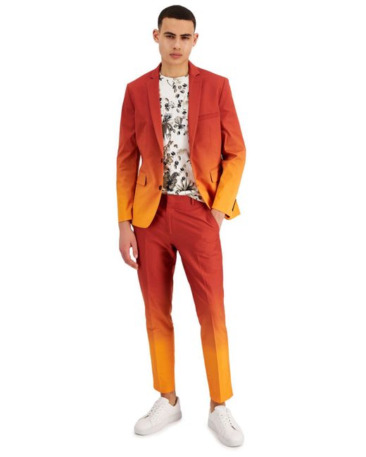 INC International Concepts Orange Slim-fit Horizon Ombré Blazer, Created For Macy's for men