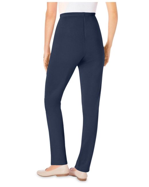Woman Within Blue Plus Size Tall The Hassle-free Elastic-waist Soft Knit Pant
