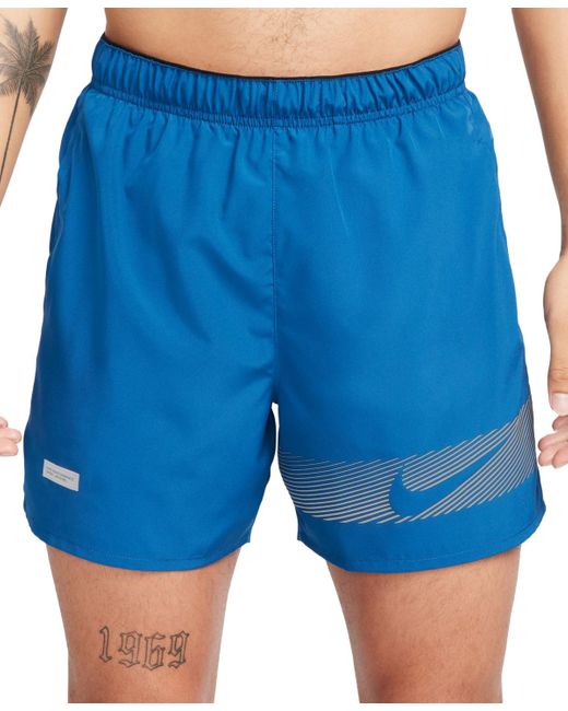Nike Blue Challenger Flash Dri-fit 5" Running Shorts for men