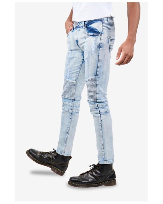 Xray Jeans Blue Skinny Fit Stretch Moto Jeans for men