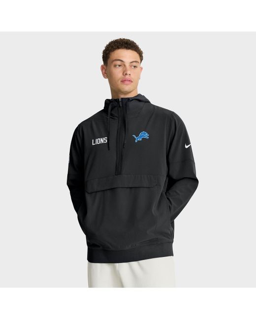Nike Black Detroit Lions Sideline Alt Pack Anorak Half-zip Hoodie Jacket for men