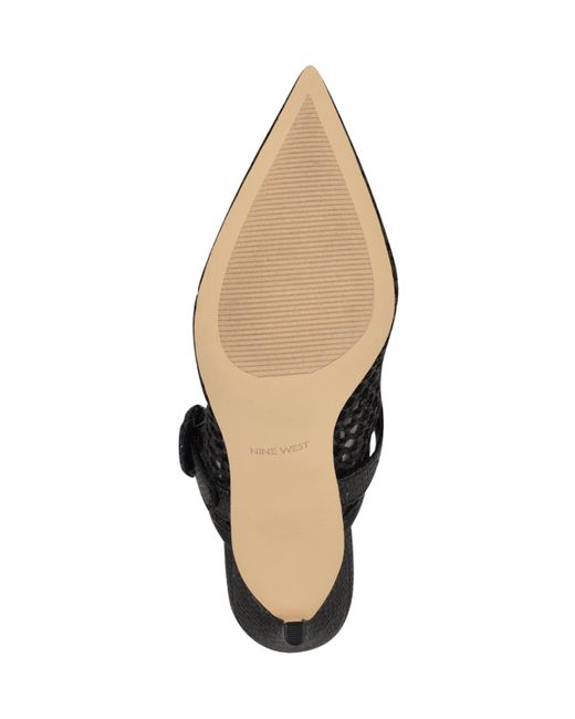 Nine West Black Rondel Buckle Strap Slip-on Pumps
