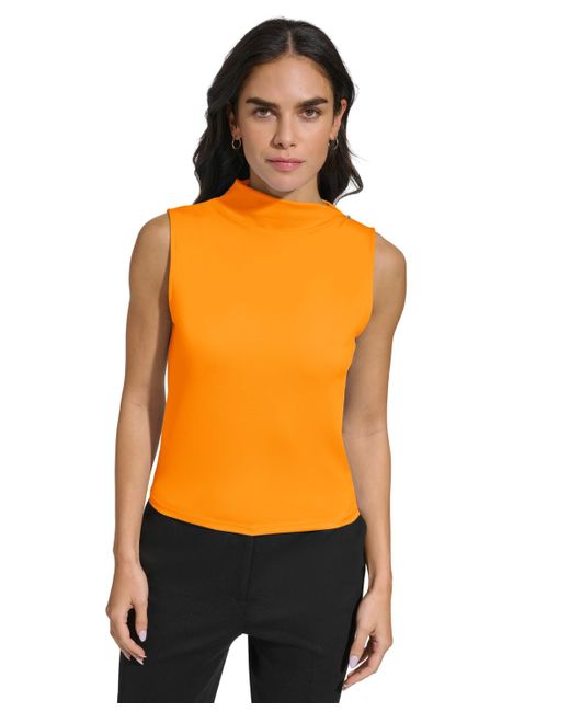 Calvin Klein Orange Funnel-neck Sleeveless Top