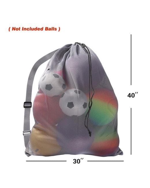Gse Games & Sports Expert Gray 30" X 40" Extra-large Mesh Sports Ball Drawstring Bag