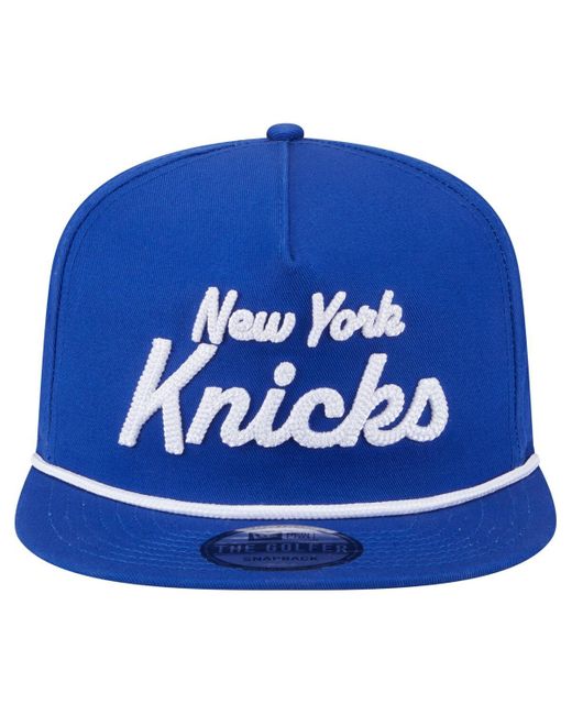 KTZ Blue New York Knicks Team Text Golfer Snapback Hat for men