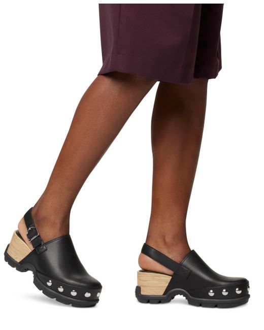 Sorel Black Roamn Studded Slip On Clogs
