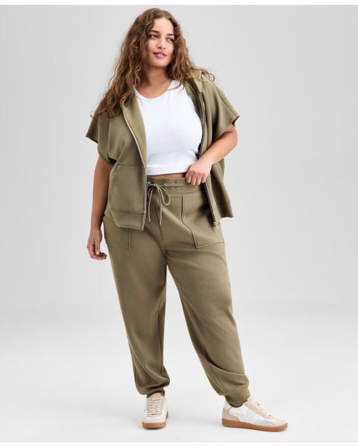 And Now This Green Trendy Plus Size Scuba-knit jogger Pants
