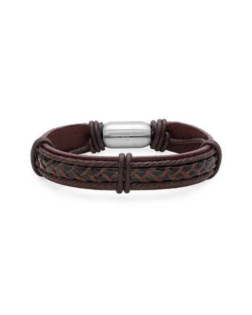 Steeltime Brown Leather String Design Bracelet for men
