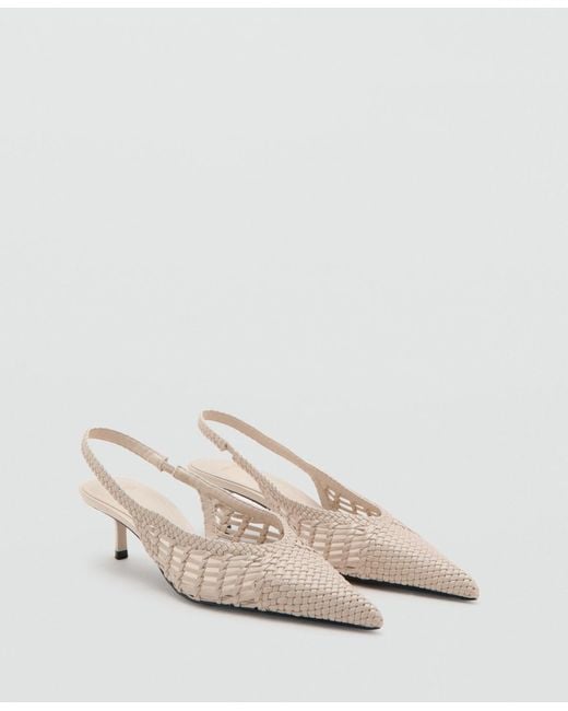 Mango White Braided Pointed Shoes