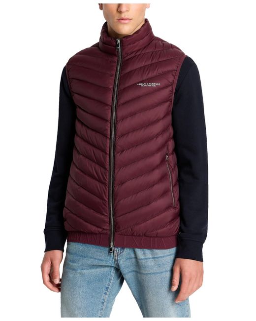 Armani Exchange | Coted Puffer Vest in Red for Men | Lyst