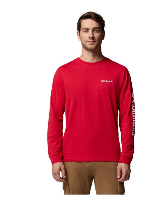 Columbia Red Fundamental Graphic Long-sleeve T-shirt for men