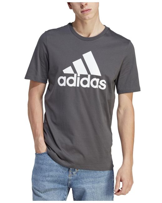 Adidas Red Essentials Cotton Logo Crewneck T-shirt for men