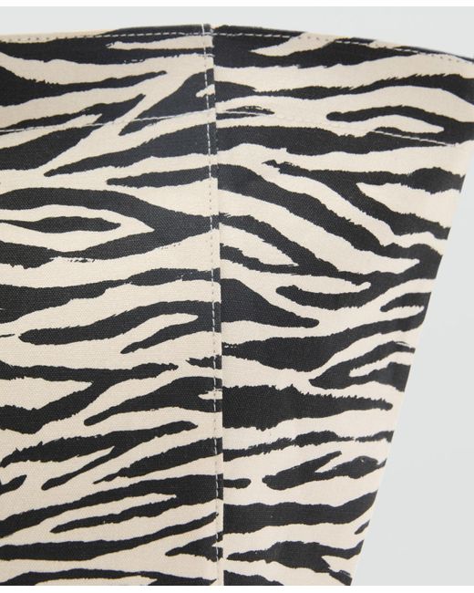 Mango White Cotton Zebra Shopper Bag