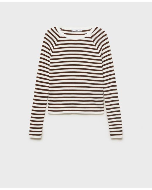 Mango White Long-sleeved Fine-knit Sweater