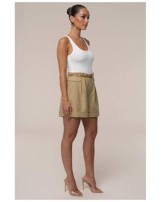 JLUXLABEL Natural Belted Cargo Shorts