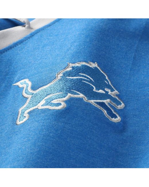 KTZ Blue Detroit Lions Plus Size Throwback Lace-up Long Sleeve T-shirt