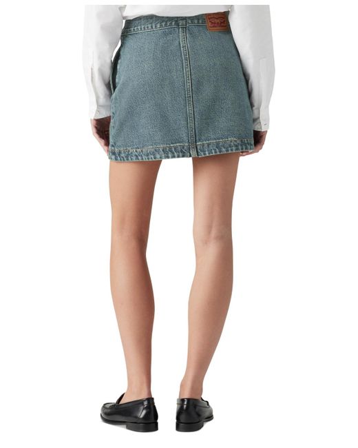 Levi's Blue Cotton Denim Mid-rise Wrap Skirt