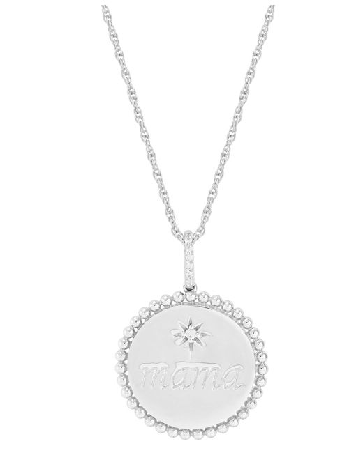 Macy's Diamond Accent Mama Disc Pendant Necklace in White | Lyst