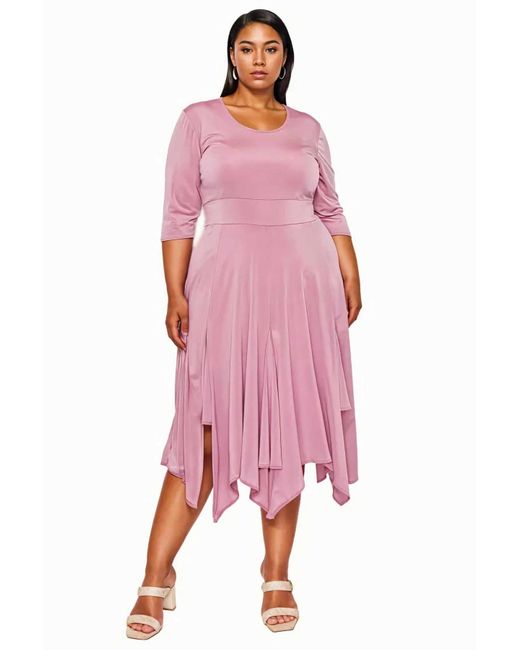 L I V D Pink Plus Size Shay Handkerchief Hem Dress