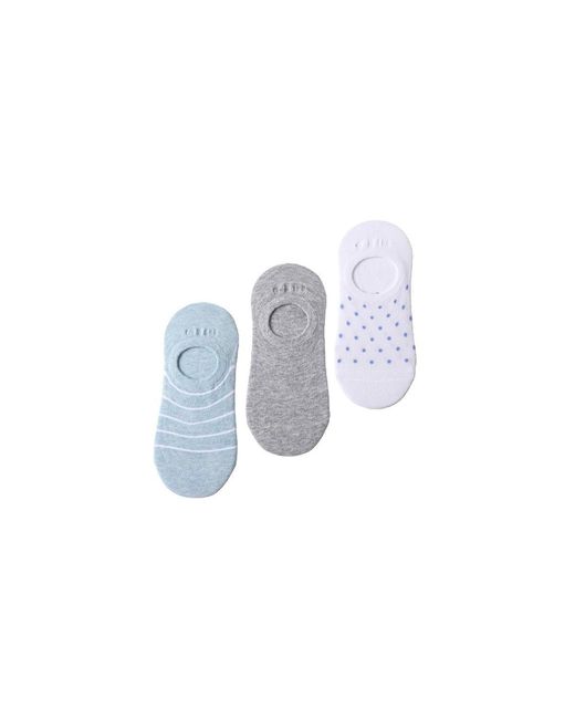 Lands' End Blue 3-pack Cotton Patterned Sneaker Liners