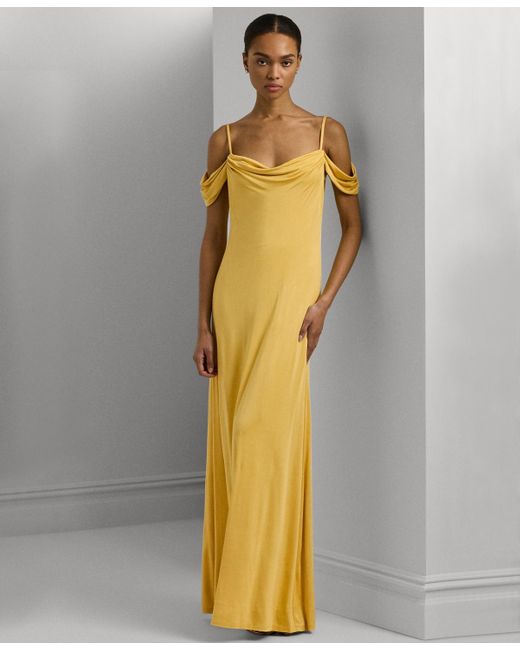 Lauren by Ralph Lauren Metallic Off-the-shoulder Jersey Gown