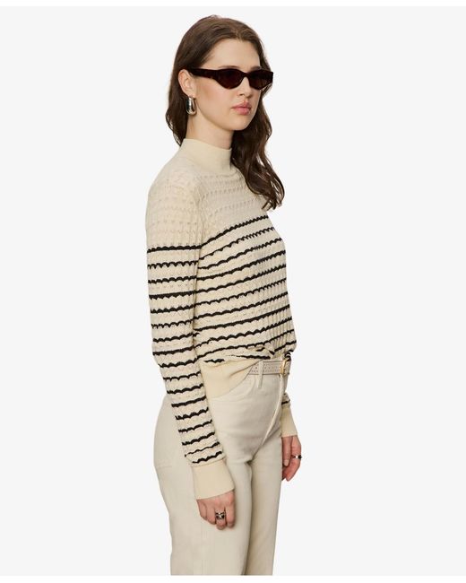Sanctuary Natural Forever Striped Mock Neck Sweater