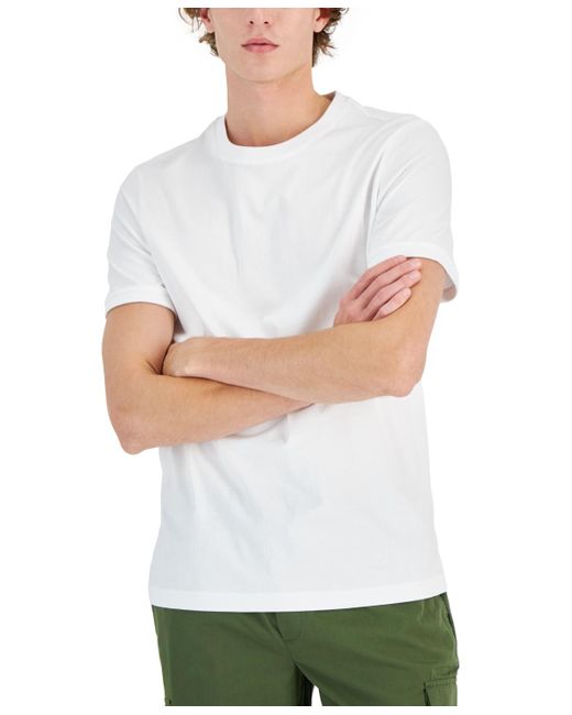 Alfani White Mercerized Cotton Short Sleeve Crewneck T-shirt for men