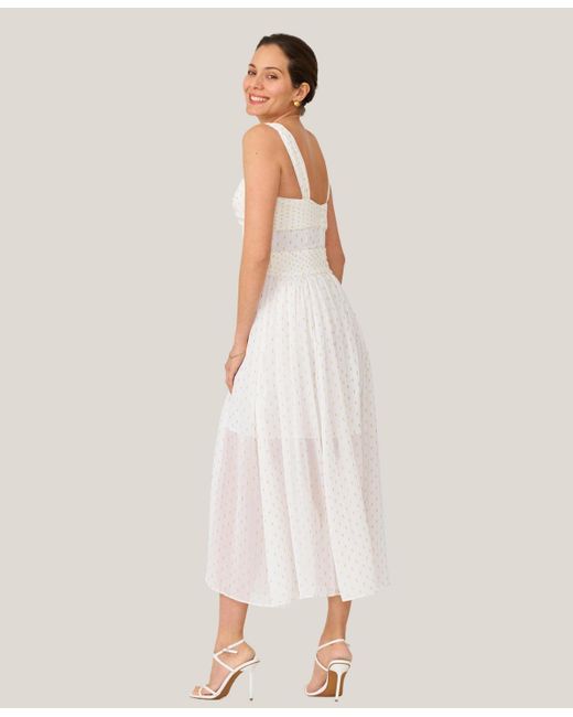 J. Mendel Natural Metallic Print Twist Pleated Midi Dress
