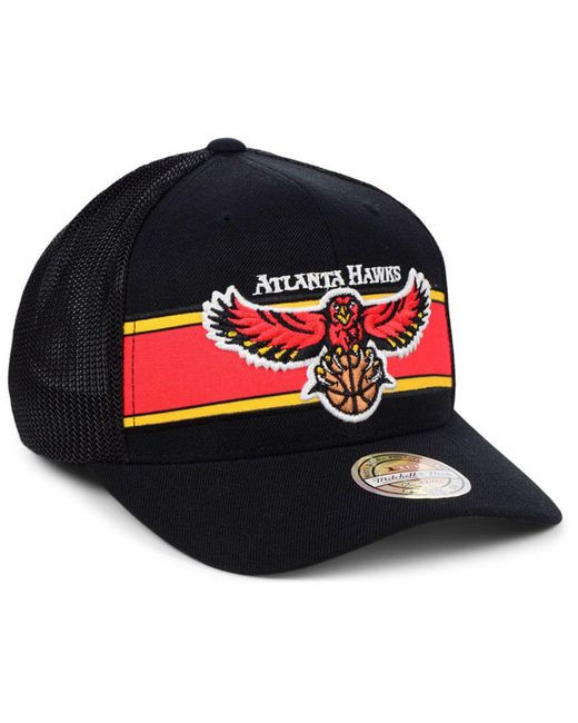 Mitchell & Ness Atlanta Hawks 110 Trucker Snapback Cap in Black for Men