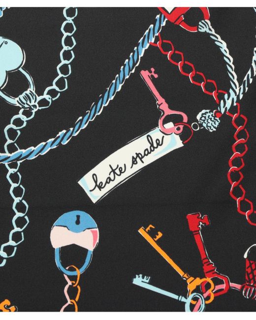 Kate Spade Red Lock And Key Silk Square Scarf