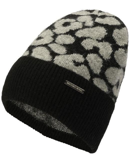Michael Kors Black Michael Leopard Crown Cuff Beanie