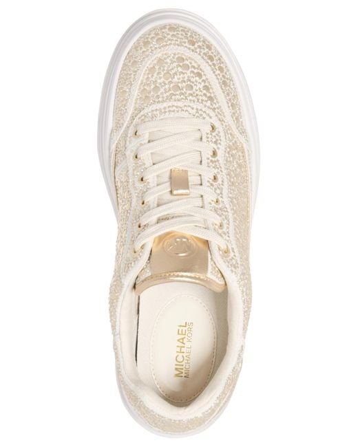 Michael Kors White Michael Hayes Embellished Platform Sneakers