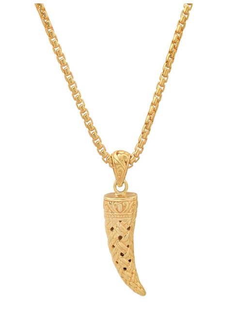 Steeltime Metallic 14k Plated Horn Pendant Necklace for men