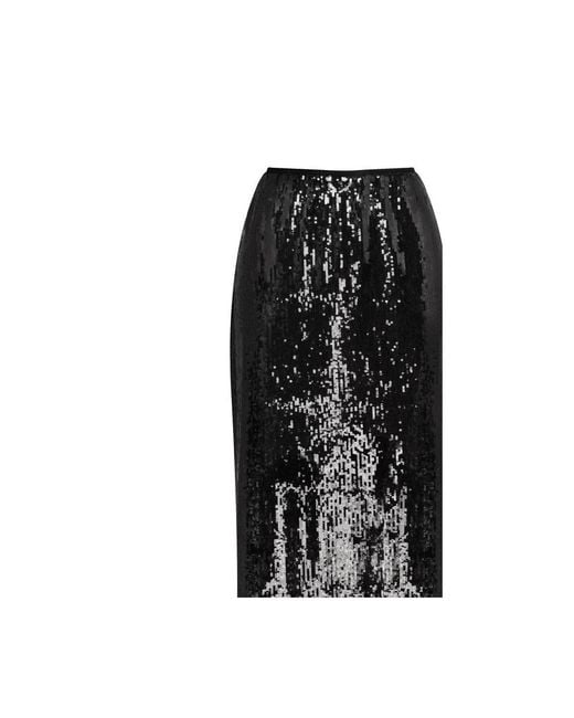Millà Black Dramatic Fitted Sequined Maxi Skirt