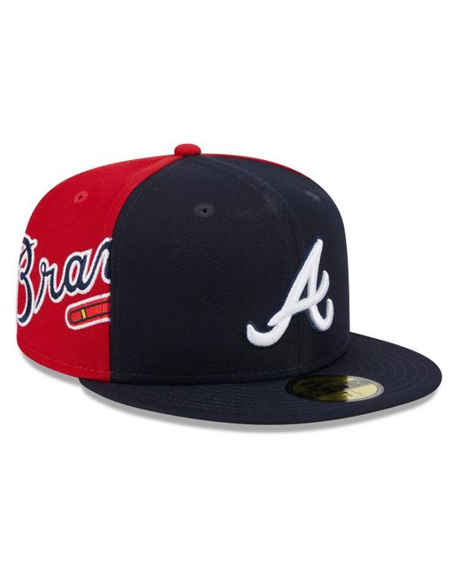 KTZ Blue Navy/red Atlanta Braves Gameday Sideswipe 59fifty Fitted Hat for men