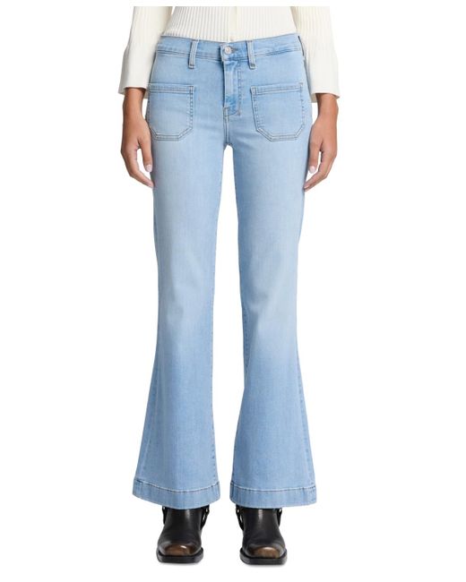 7 For All Mankind Blue Dojo Tailorless Patch-pocket Bootcut Jeans
