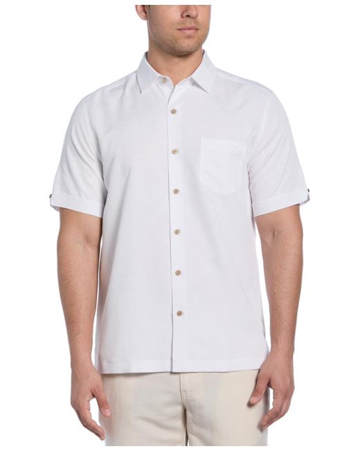 Cubavera White Palm Print Short-sleeve Button-down Shirt for men